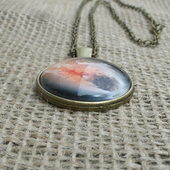 Comet Meteor Glass Cabochon Pendant Necklace - Picture 6 of 12